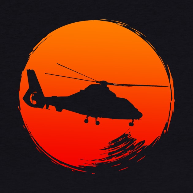 Vintage Army Attack Helicopter War Sunset Birthday gift by GBDesigner